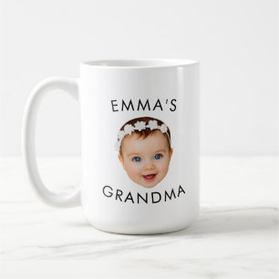 Café Taza blanca con foto de bebé de Emma y su abuela