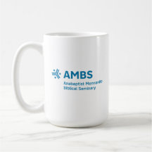Taza blanca con logo azul de AMBS