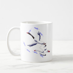 Café Taza Blanca de 11 oz con Arte de Cisnes Voladores