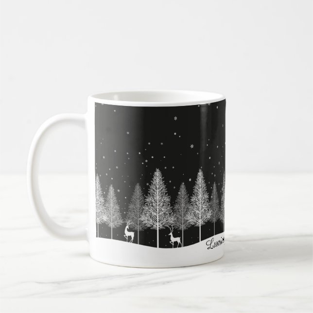 Café Taza blanca de Navidad (Izquierda)