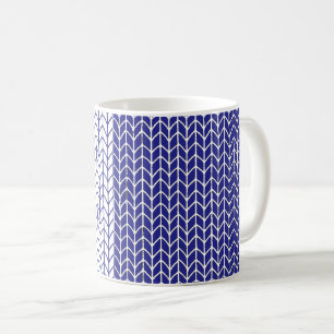 Café Taza blanca de punto AZUL Y BLANCO