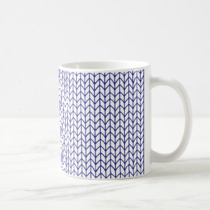Café Taza blanca de punto de línea azul