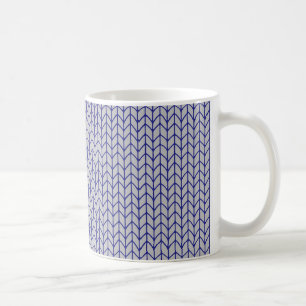 Café Taza blanca de punto gris azul