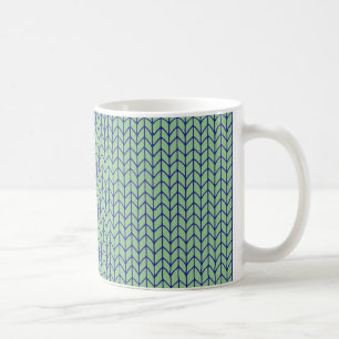 Café Taza blanca de punto verde azulado