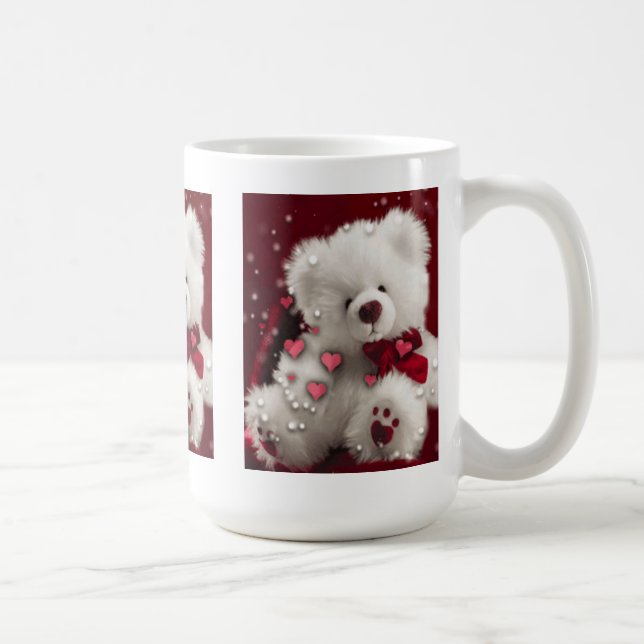 Café Taza blanca del oso de peluche (Derecha)