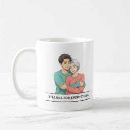 Café Taza blanca día de la madre con diseño anime