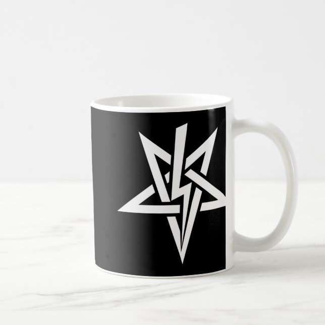 Café Taza blanca doble de Antón Szandor LaVey Sigil (Derecha)