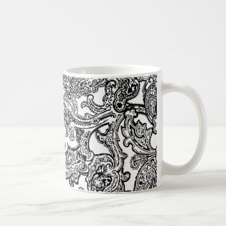 Café taza blanca negra de Paisley