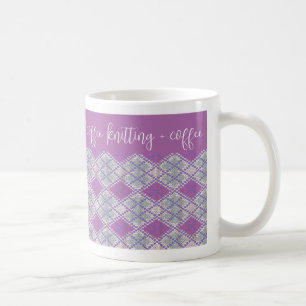 Café Taza Blanca "tejer + café" de punto argyle LILAC