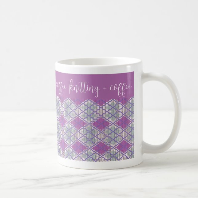 Café Taza Blanca "tejer + café" de punto argyle LILAC (Derecha)