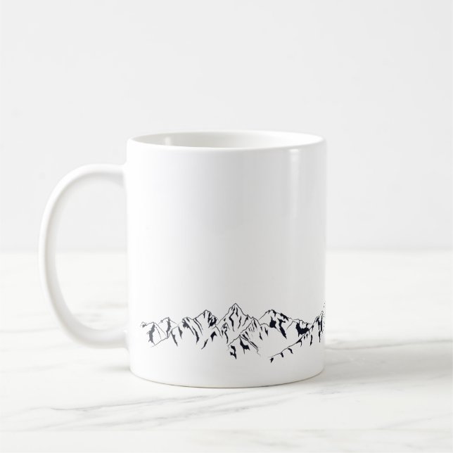 Café Taza blanco y negro elegante mínima de la montaña (Izquierda)