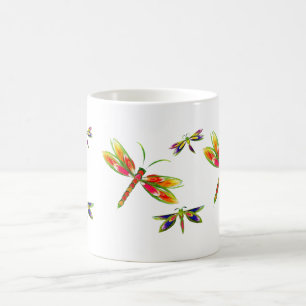 Café taza bonita de las libélulas