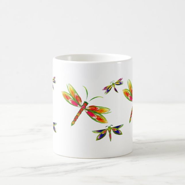 Café taza bonita de las libélulas (Centro)