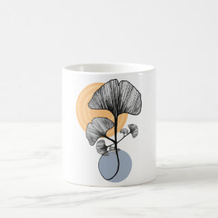 Café Taza Botánica de Hoja de Ginkgo Moderna