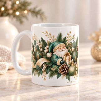 Café Taza botánica elegante de Navidad - Santa y Gol en