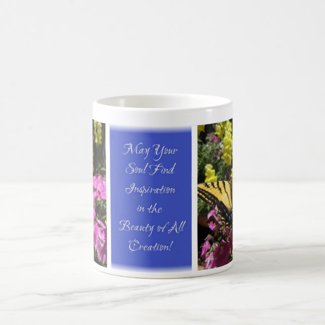 Café Taza brillante de las bendiciones de la mariposa - (Centro)