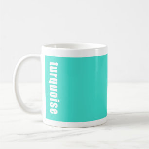 Café taza brillante sólida de la turquesa con el nombr