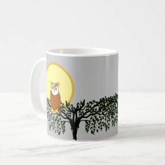 Café Taza - Búho en ramas de árbol con luna