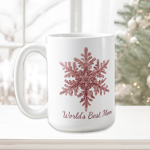 Café Taza Burgundy Copo de Nieve Mejor Mamá del Mundo