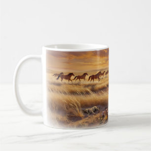 Café Taza Caballos Salvajes de la Pradera Dorada Tomado