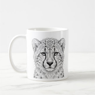 Café Taza Cachorro de Guepardo Negro Blanco Arte