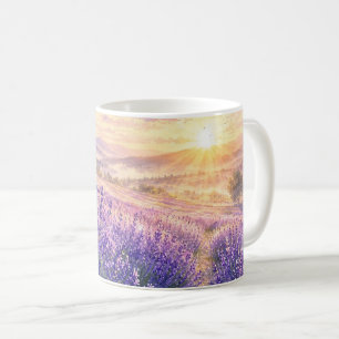 Café Taza Campos de Lavanda Iluminados por el Sol