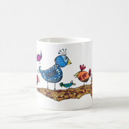 Café Taza caprichosa de los pájaros