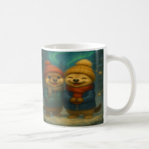 Café Taza caprichosa de Navidad con amigos animales aco