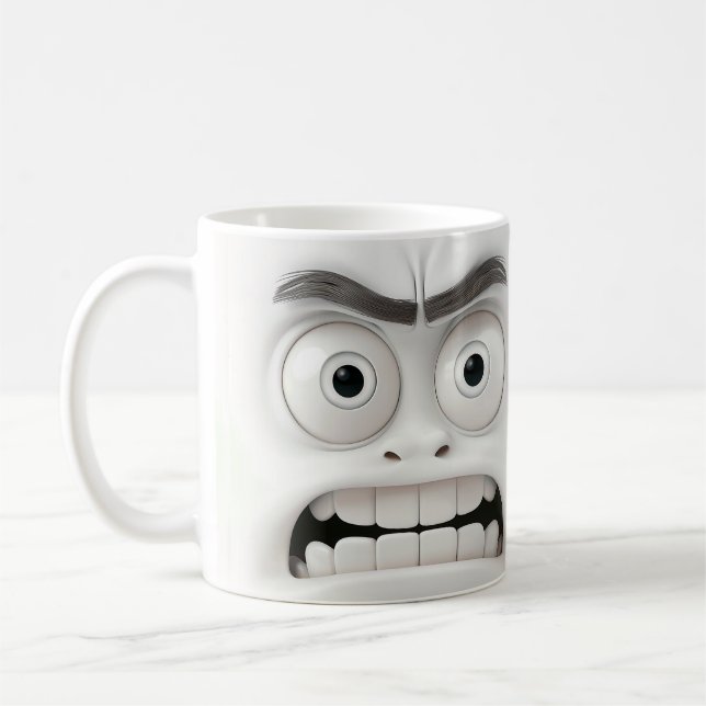 Café Taza Cara de Choque Divertida | Expresión de Sorpr (Izquierda)
