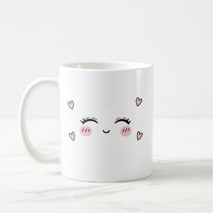 Café Taza Cara Sonriente Adorable  Estética de Corazón 