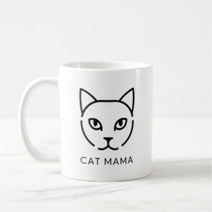 Café Taza "CAT MAMA" minimalista   Cara de gato moderna