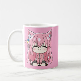 Café Taza Chibi de Gatita Rosa Dulce