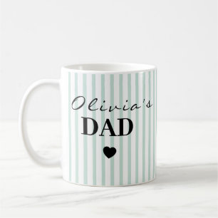 Café Taza chic de rayas para papá con nombre de hijo pe