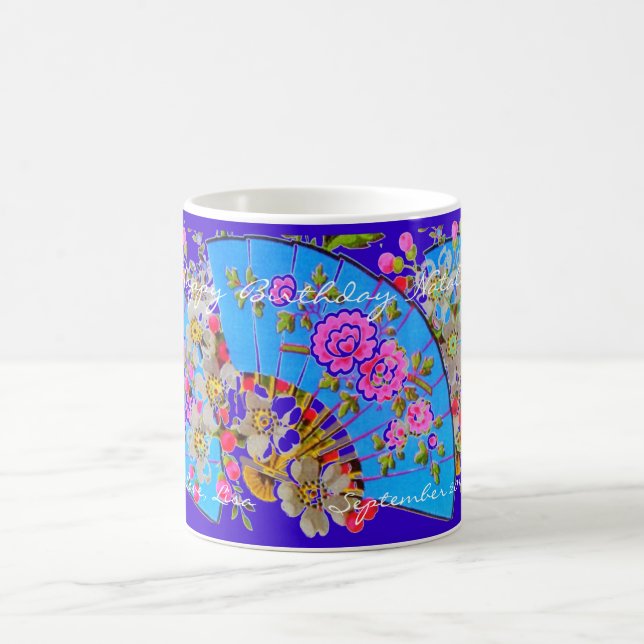 Café Taza china del azul de la fan (Centro)
