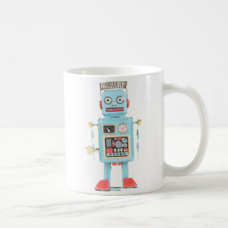 Café Taza china retra del robot de la lata del vintage
