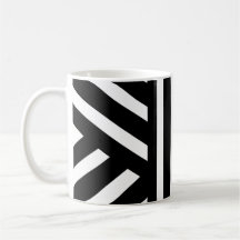 Taza clásica abstracta de rayas blancas y negras