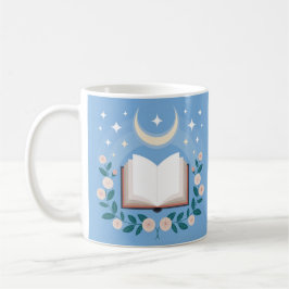 Café Taza Clásica Amante de Libros Flores Luna Cielo Es