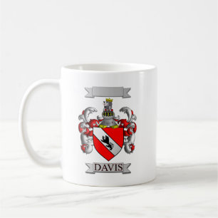 Café Taza Clásica Apellido de la Familia Davis y Escudo