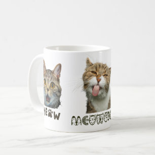 Café Taza Clásica Blanca con Caras de Gato Divertidas M