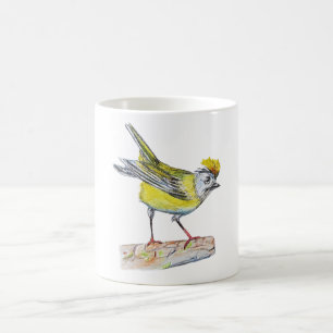 Café Taza Clásica Blanca con Dibujo de Pájaro