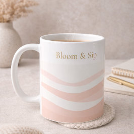 Café Taza clásica blanca con onda de rubor, 11 oz