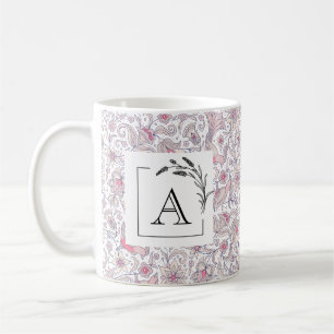 Café Taza clásica con monograma de arabesco floral