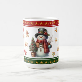 Café Taza Clásica con Muñeco de Nieve y Galletas de Nav