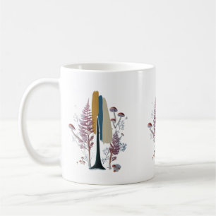 Café Taza clásica con pincelada abstracta de bosque boh