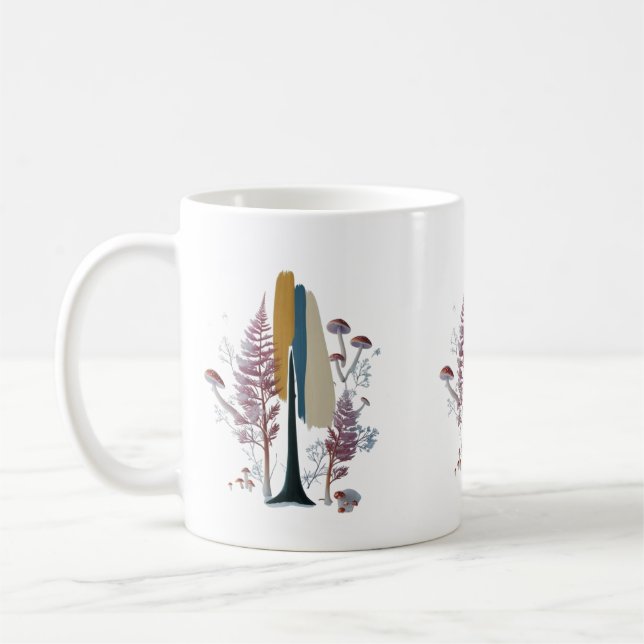 Café Taza clásica con pincelada abstracta de bosque boh (Izquierda)