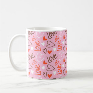 Café Taza Clásica Corazones de Amor Garabateados