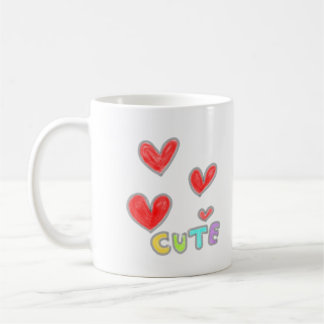 Café Taza Clásica Corazones Rojos de Amor Mono