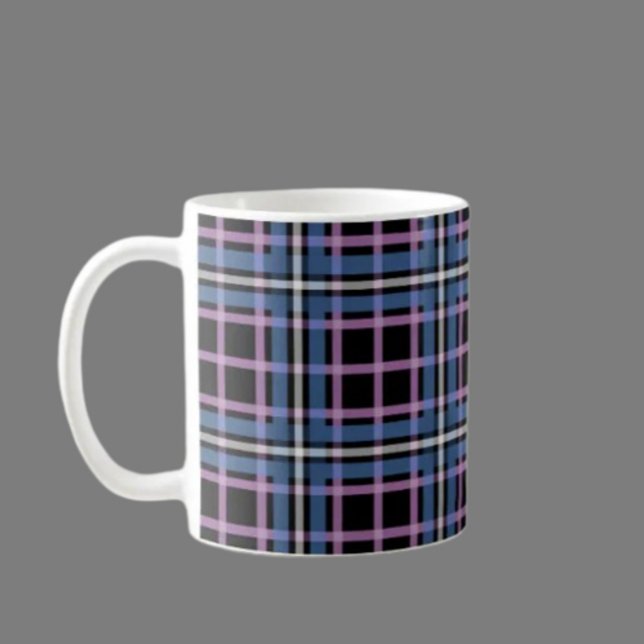 Café Taza Clásica de Cuadros – Azul y Lavanda (Subido por el creador)