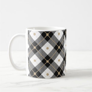 Café Taza clásica de cuadros de búfalo en negro, blanco
