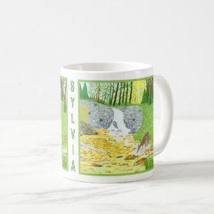 Café Taza Clásica de Escena Forestal con Texto